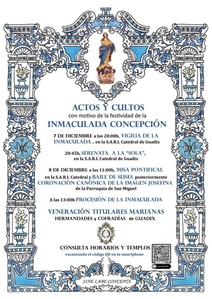 Actos y Cultos de Guadix con motivo de la Inmaculada Concepción de María.
