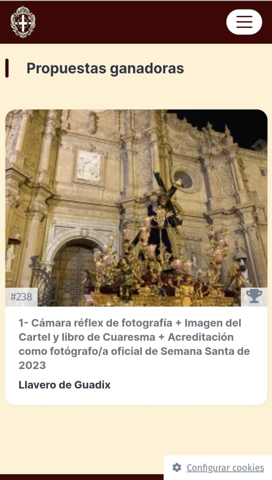 Fotografía ganadora en el II Concurso de fotografía joven Guadix en Semana Santa