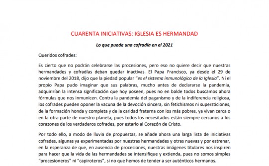 Don Manuel Amezcua Morillas, consiliario de la federación de hermandades y cofradías de Guadix , ha elabora un documento en el que le se plasman una serie de propuestas para los cofrades accitanos.