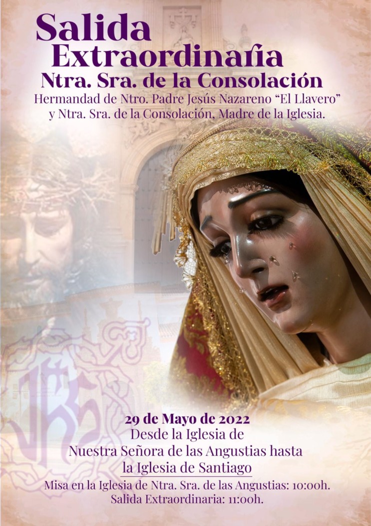 Ntra. Sra. de la Consolación, Madre de la Iglesia, saldrá en Salida Extraordinaria el 29 de mayo.