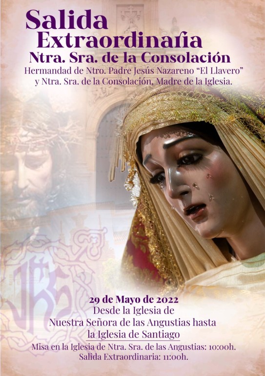 Ntra. Sra. de la Consolación, Madre de la Iglesia, saldrá en Salida Extraordinaria el 29 de mayo.