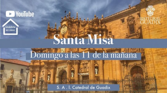 El domingo a partir de las 11:00 h. se podrá seguir la celebración de la Santa Misa retransmitida a través del canal de YOUTUBE de la S.A.I Catedral de Guadix.