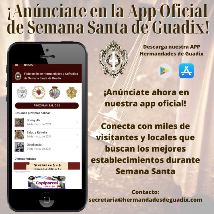 ¡Anúnciate en la App Oficial de Semana Santa de Guadix!