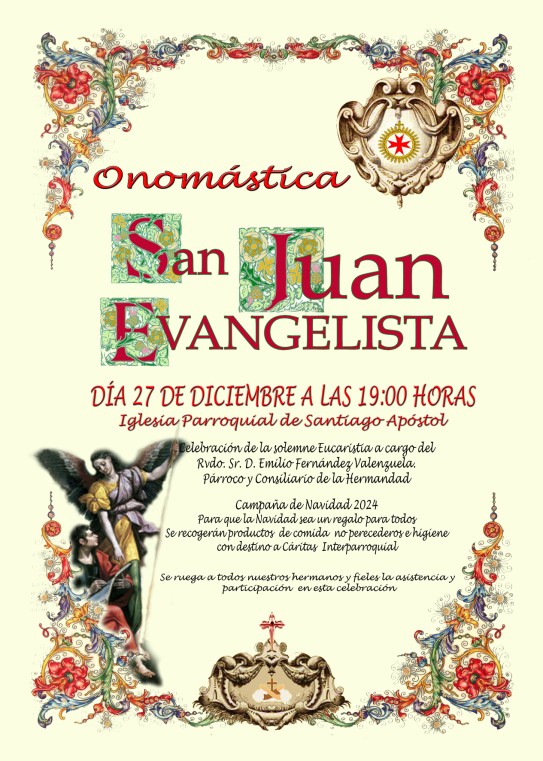 Onomástica de San Juan Evangelista, 27 de diciembre. Hermandad de San Juan