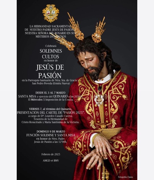 CULTOS EN HONOR DE NUESTRO PADRE JESÚS DE PASIÓN