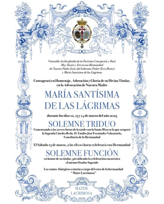 Solemne Triduo en honor a María Santísima de las Lágrimas