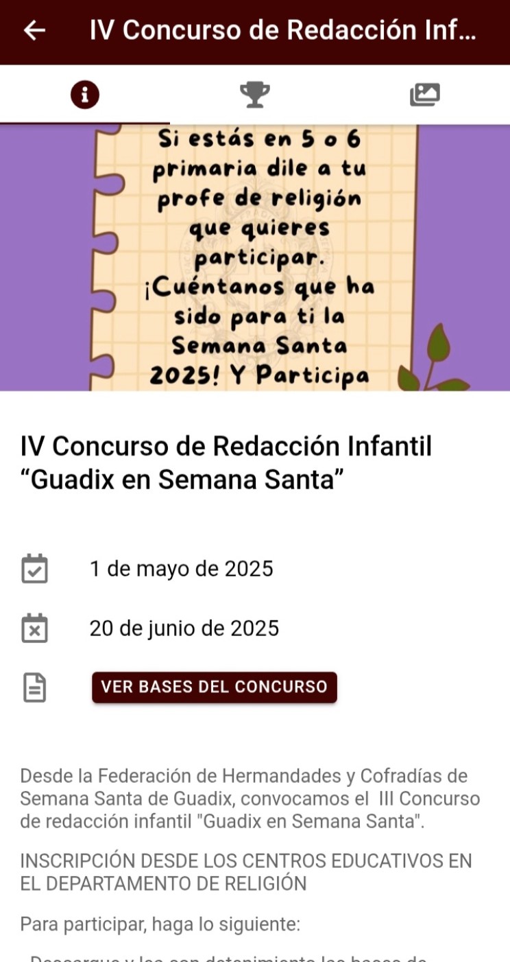 Publicadas las redacciones finalistas del IV Concurso de Redacción Infantil “Guadix en Semana Santa”