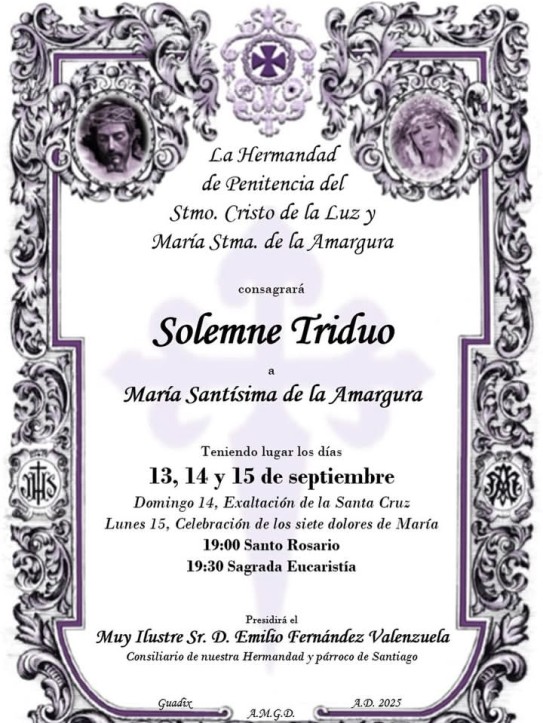 Hoy comienza el Solemne Triduo en honor a María Santísima de la Amargura