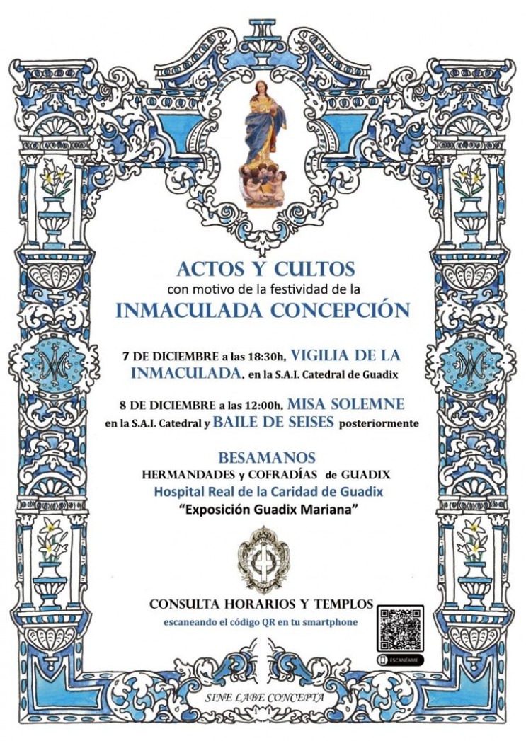Actos y Cultos de Guadix con motivo de la Inmaculada Concepción de María. Domingo 8 de diciembre